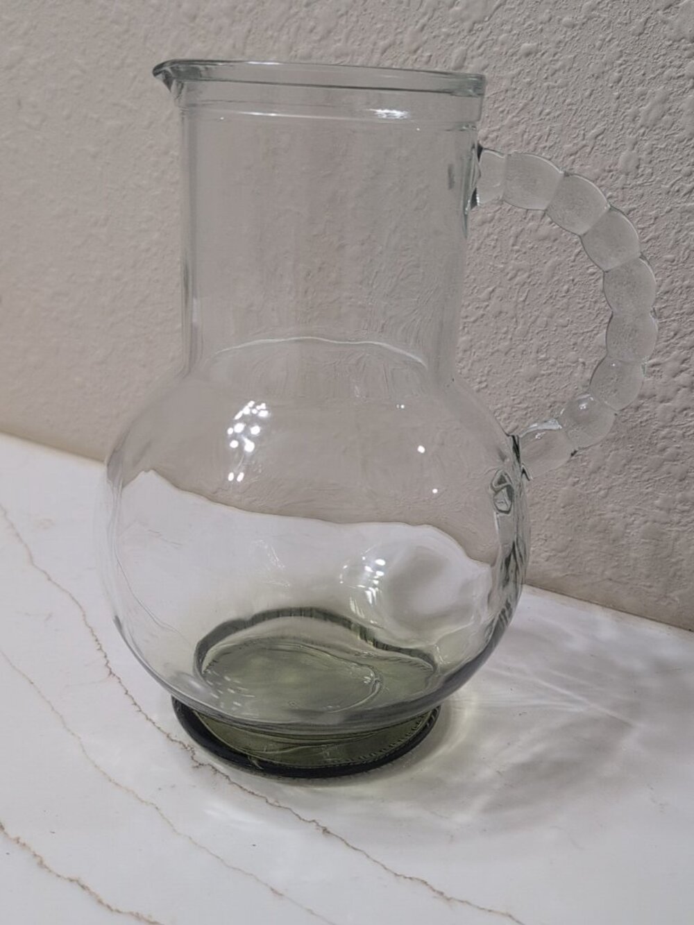 8 Inch Tall Clear Glass Pitcher With Handle, Decorative, Servewear